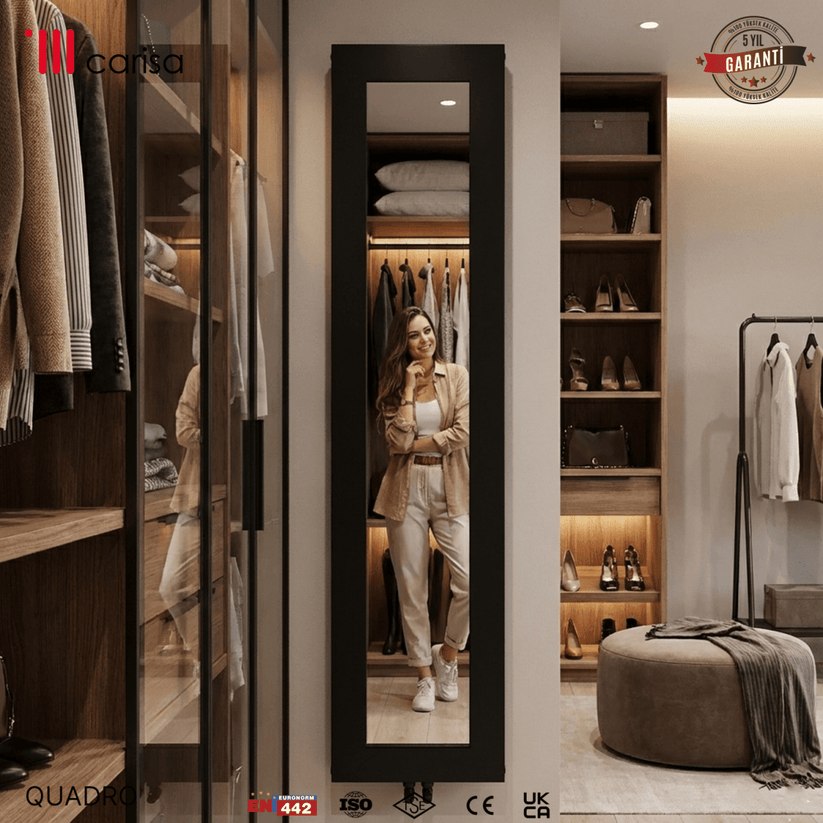 Carisa Quadro Dikey Alüminyum Radyatör Modern Tasarım Siyah - carisa