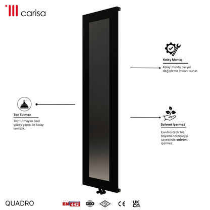 Carisa Quadro Dikey Alüminyum Radyatör Modern Tasarım Siyah - carisa
