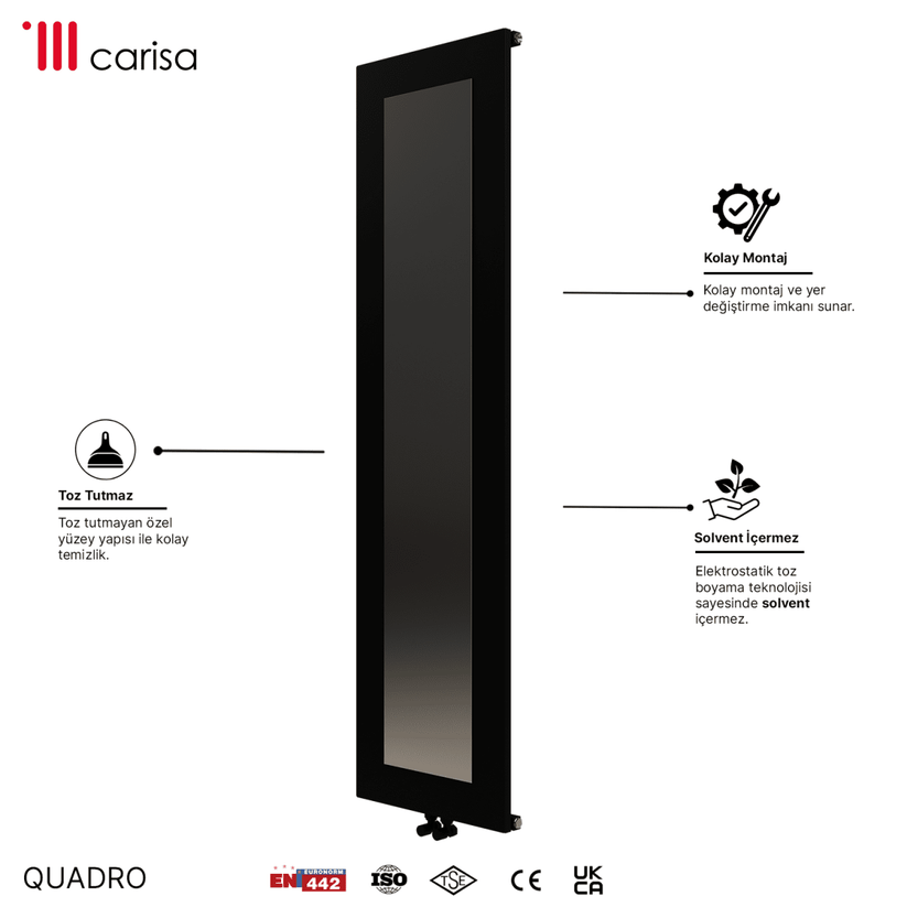 Carisa Quadro Dikey Alüminyum Radyatör Modern Tasarım Siyah - carisa