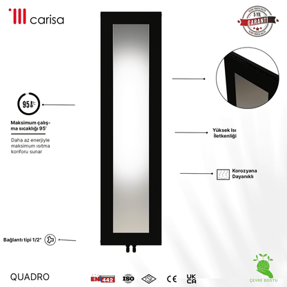 Carisa Quadro Dikey Alüminyum Radyatör Modern Tasarım Siyah - carisa