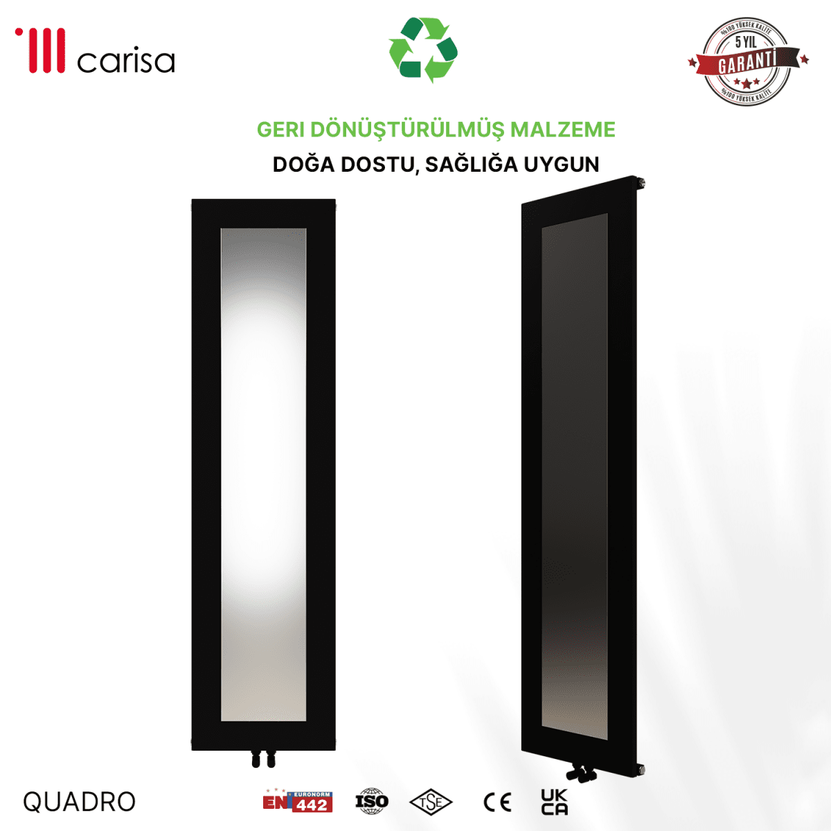 Carisa Quadro Dikey Alüminyum Radyatör Modern Tasarım Siyah - carisa