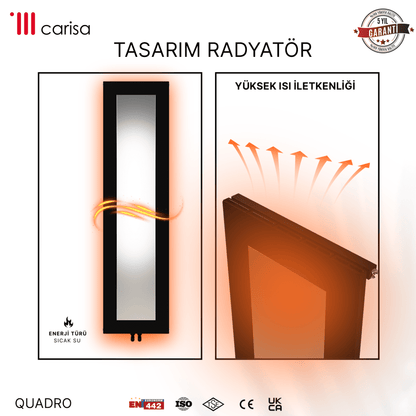 Carisa Quadro Dikey Alüminyum Radyatör Modern Tasarım Siyah - carisa