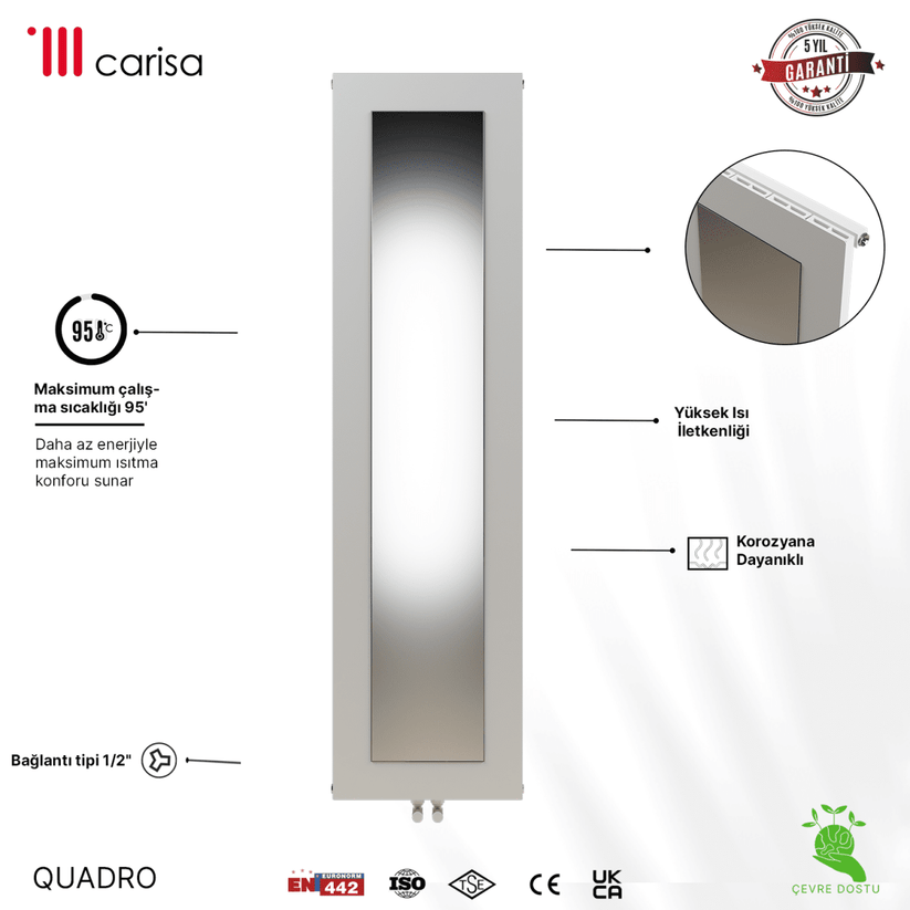 Carisa Quadro Dikey Alüminyum Radyatör Modern Tasarım Beyaz - Carisa