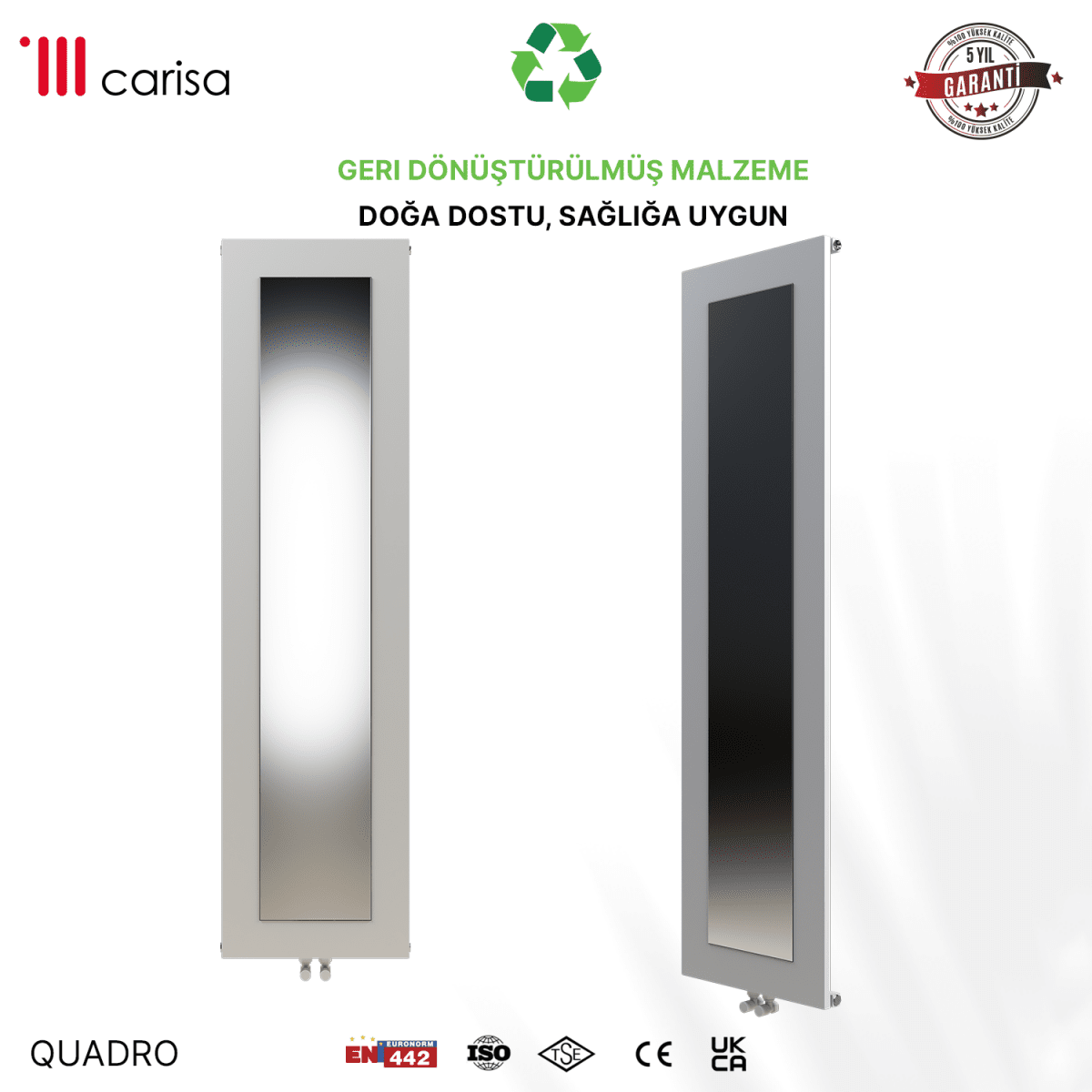 Carisa Quadro Dikey Alüminyum Radyatör Modern Tasarım Beyaz - Carisa