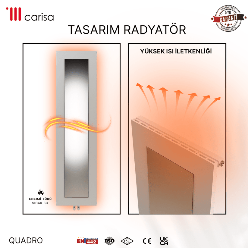Carisa Quadro Dikey Alüminyum Radyatör Modern Tasarım Beyaz - Carisa
