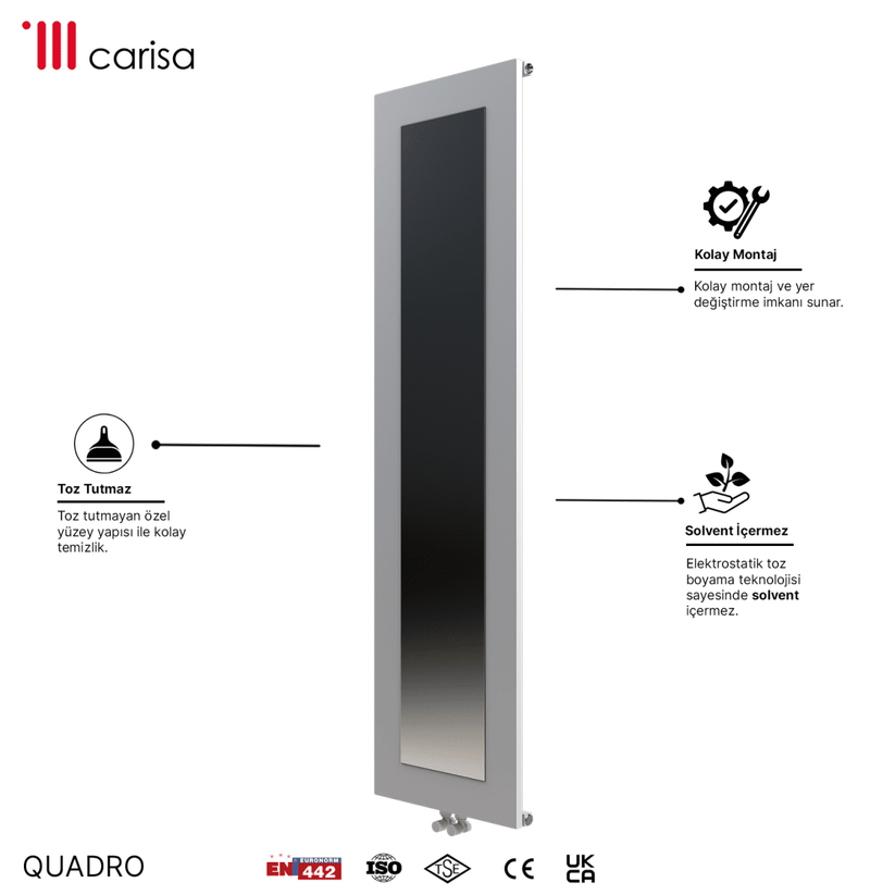 Carisa Quadro Dikey Alüminyum Radyatör Modern Tasarım Beyaz - Carisa