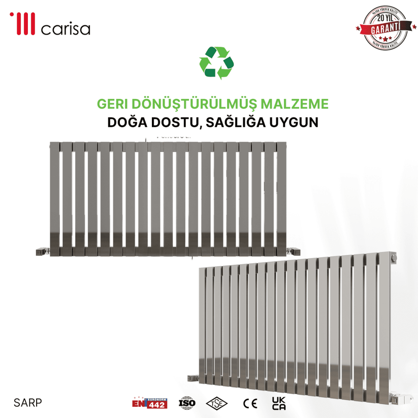 Carisa Sarp Yatay Paslanmaz Çelik Radyatör Modern Tasarım Ayna Polisaj - carisa