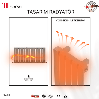 Carisa Sarp Yatay Paslanmaz Çelik Radyatör Modern Tasarım Ayna Polisaj - carisa