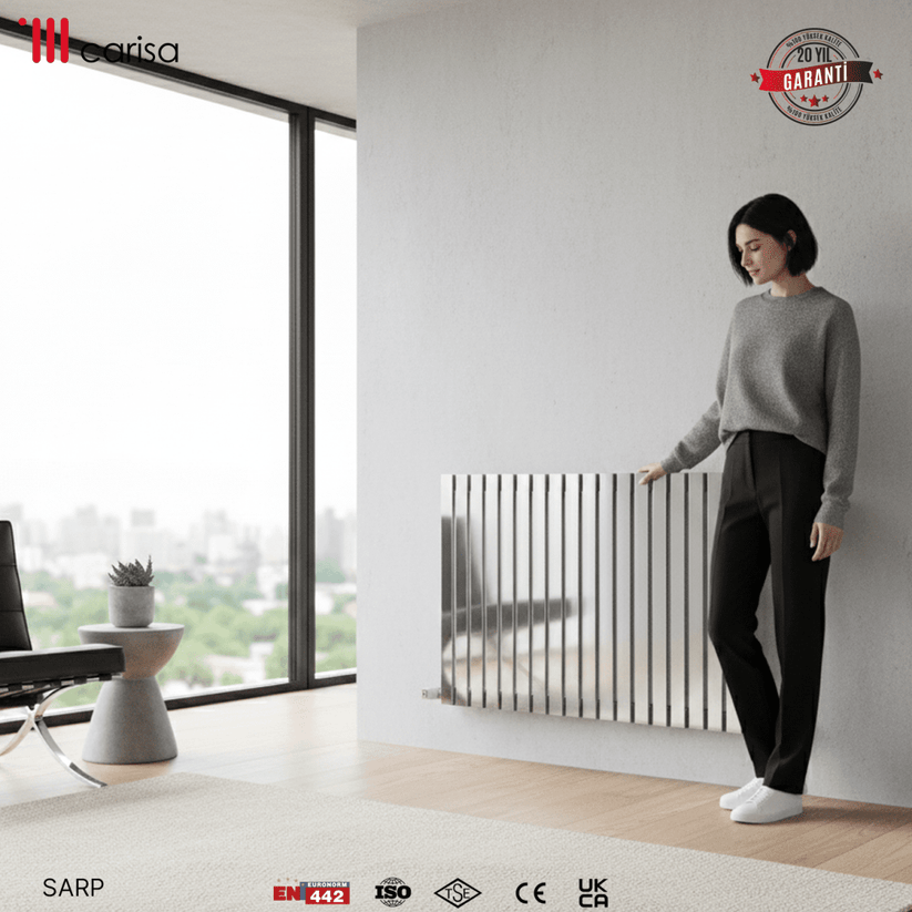 Carisa Sarp Yatay Paslanmaz Çelik Radyatör Modern Tasarım Ayna Polisaj - carisa