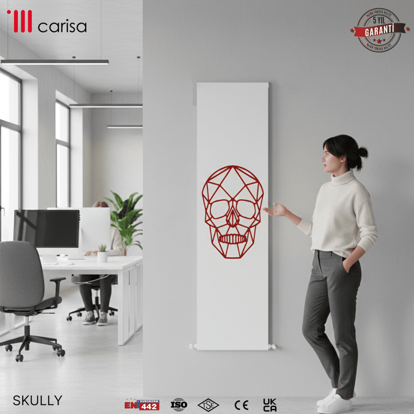 Carisa Skully Dikey Alüminyum Radyatör Modern Tasarım Beyaz Kırmızı Siyah - carisa
