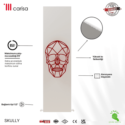 Carisa Skully Dikey Alüminyum Radyatör Modern Tasarım Beyaz Kırmızı Siyah - carisa