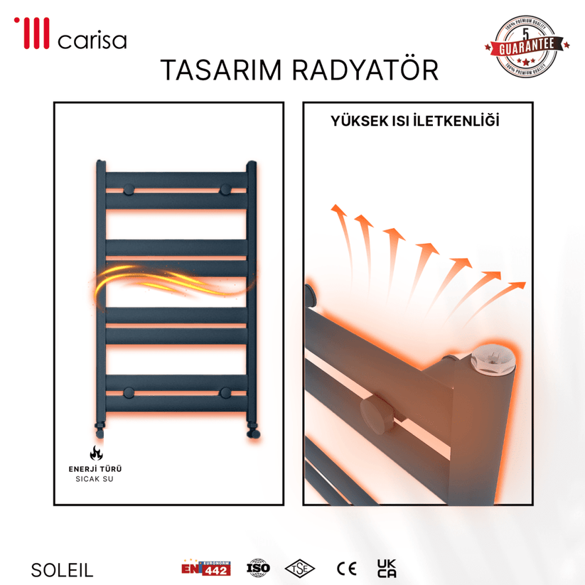Carisa Soleil Alüminyum Havlupan Modern Tasarım Antrasit - carisa