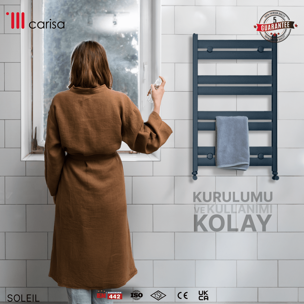 Carisa Soleil Alüminyum Havlupan Modern Tasarım Antrasit - carisa