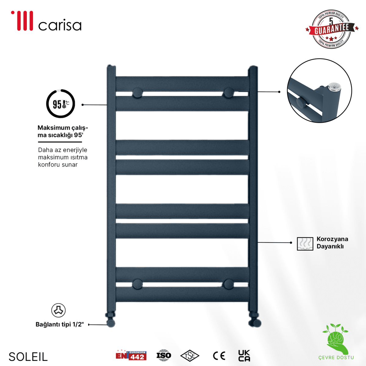 Carisa Soleil Alüminyum Havlupan Modern Tasarım Antrasit - carisa
