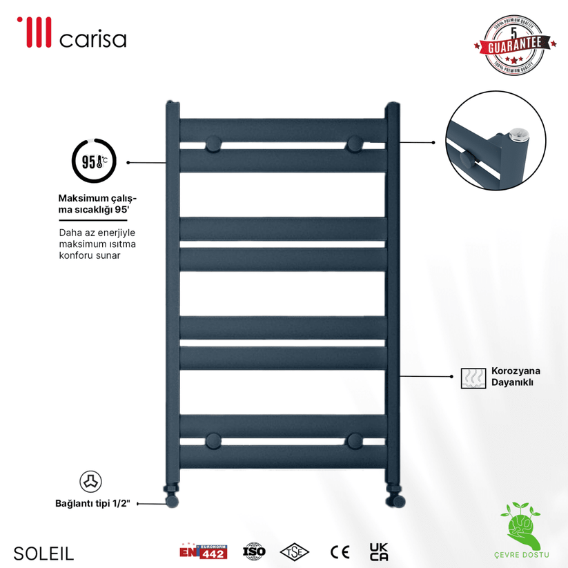 Carisa Soleil Alüminyum Havlupan Modern Tasarım Antrasit - carisa