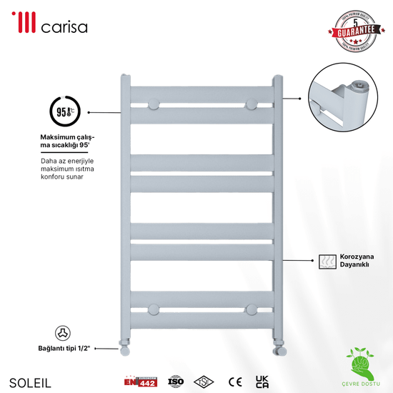 Carisa Soleil Alüminyum Havlupan Modern Tasarım Beyaz - carisa