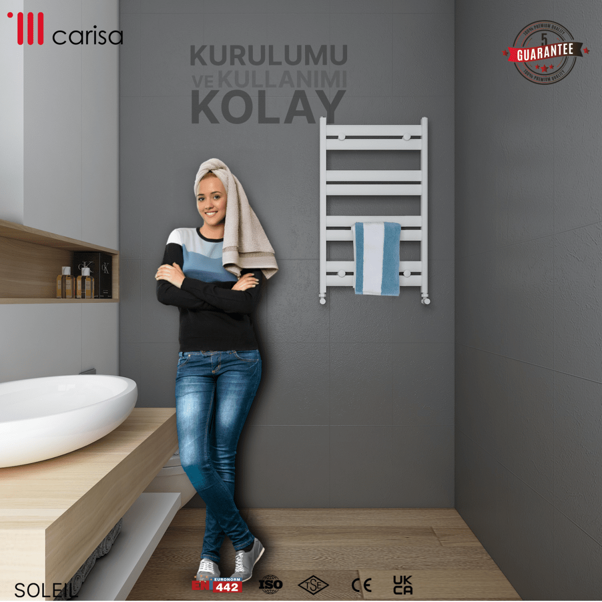 Carisa Soleil Alüminyum Havlupan Modern Tasarım Beyaz - carisa