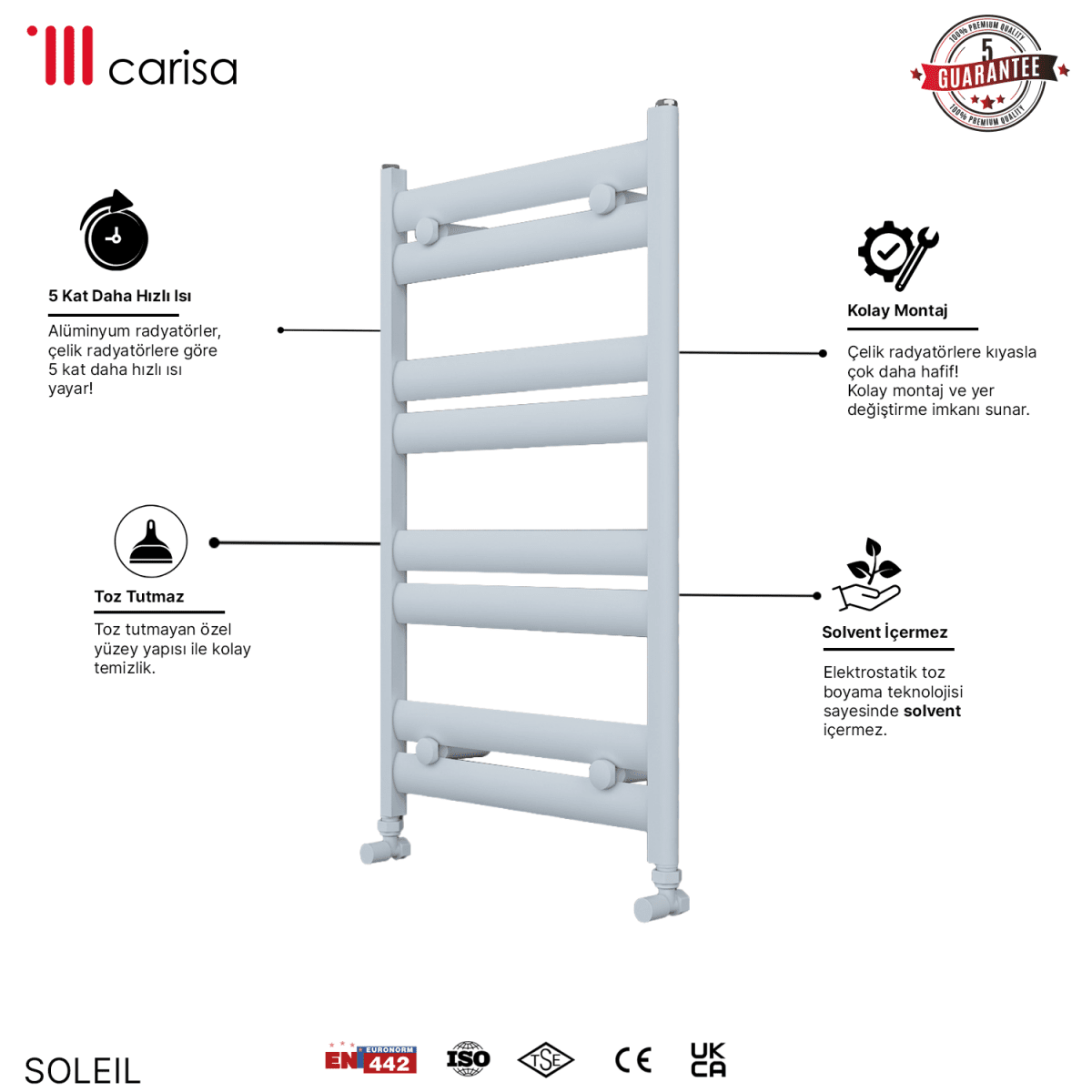 Carisa Soleil Alüminyum Havlupan Modern Tasarım Beyaz - carisa