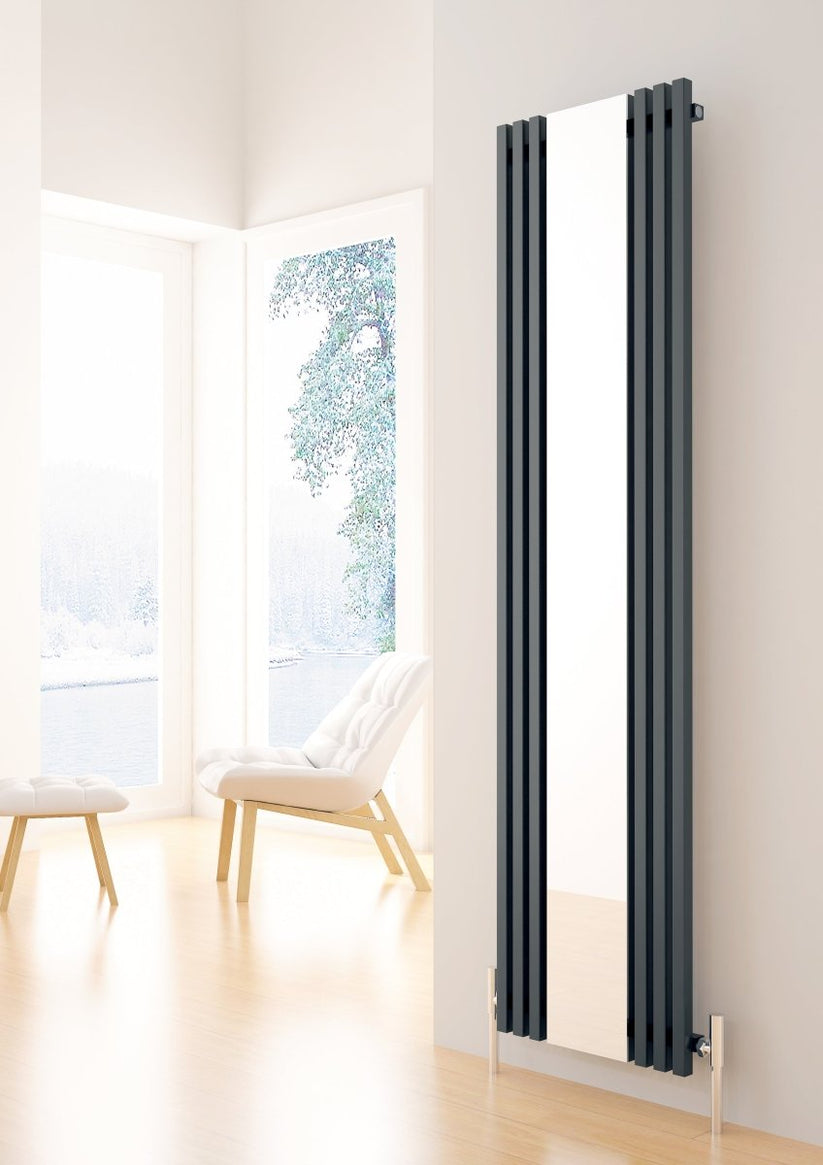 Carisa Sophia Mirror Dikey Alüminyum Radyatör Modern Tasarım Antrasit - carisa