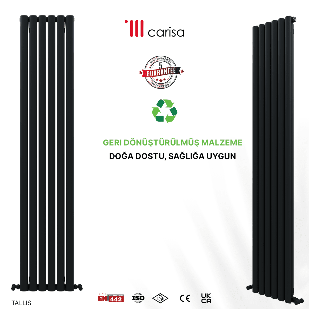 Carisa Tallis Dikey Alüminyum Radyatör Modern Tasarım Antrasit - carisa