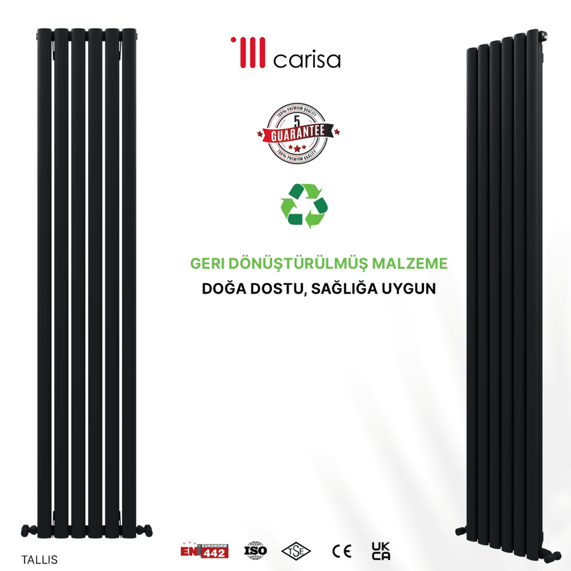 Carisa Tallis Dikey Alüminyum Radyatör Modern Tasarım Antrasit - carisa
