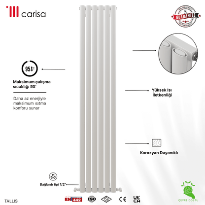 Carisa Tallis Dikey Alüminyum Radyatör Modern Tasarım Beyaz - carisa