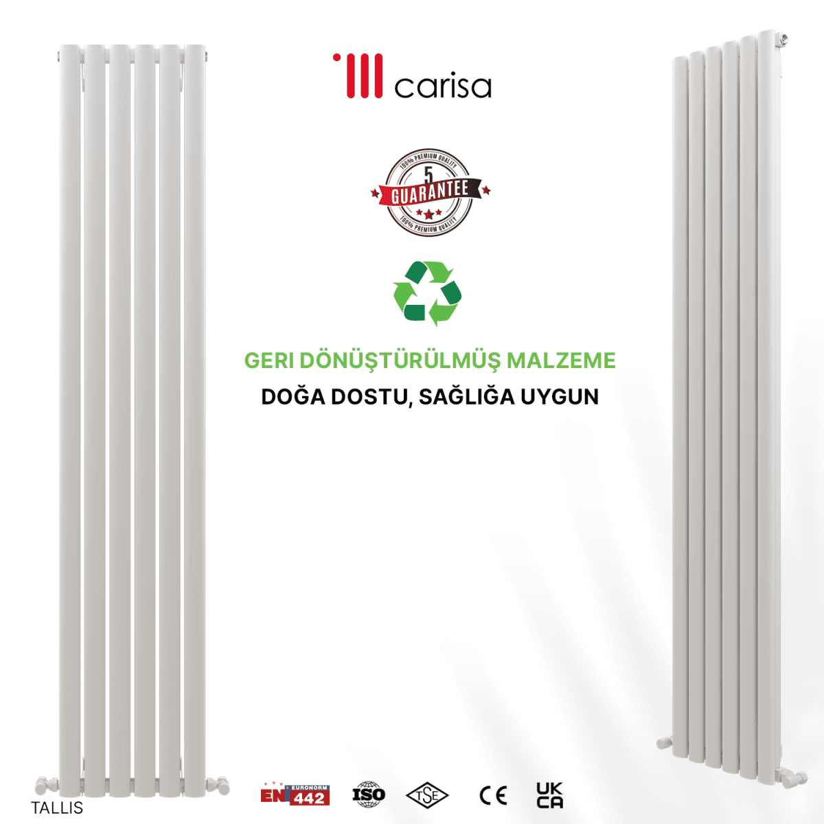 Carisa Tallis Dikey Alüminyum Radyatör Modern Tasarım Beyaz - carisa