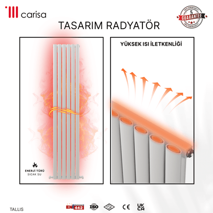 Carisa Tallis Dikey Alüminyum Radyatör Modern Tasarım Beyaz - carisa