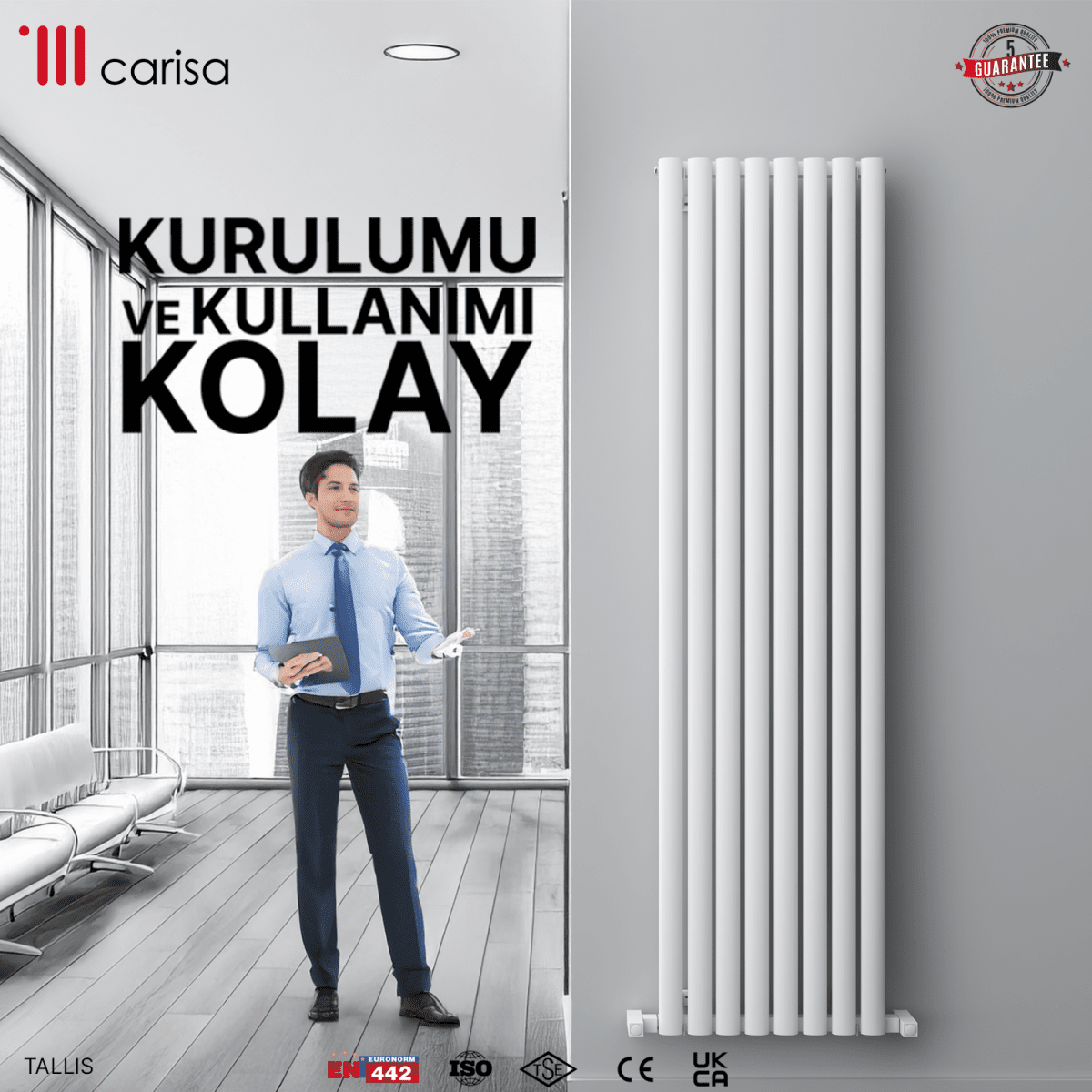 Carisa Tallis Dikey Alüminyum Radyatör Modern Tasarım Beyaz - carisa