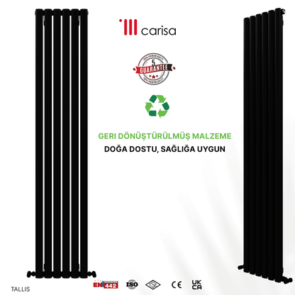 Carisa Tallis Dikey Alüminyum Radyatör Modern Tasarım Siyah - carisa