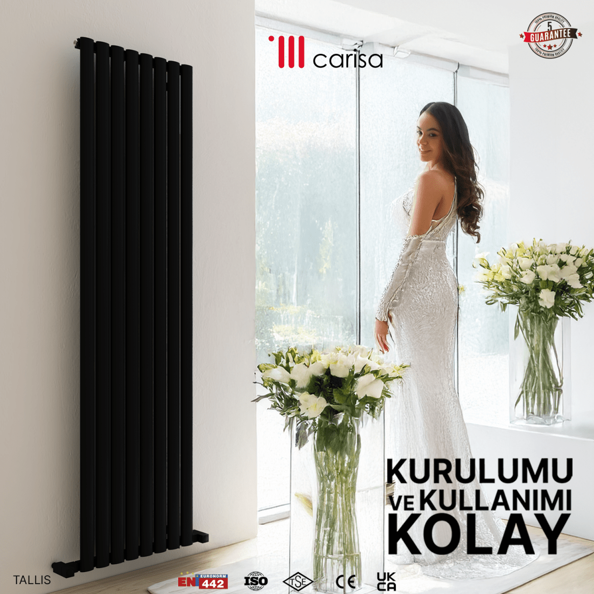 Carisa Tallis Dikey Alüminyum Radyatör Modern Tasarım Siyah - carisa