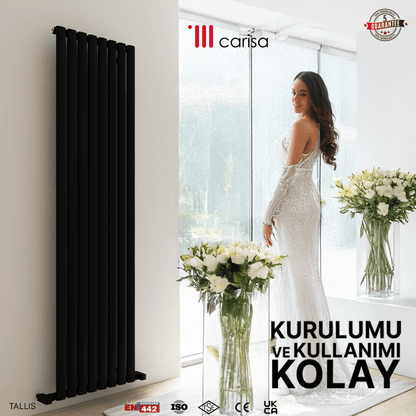 Carisa Tallis Dikey Alüminyum Radyatör Modern Tasarım Siyah - carisa