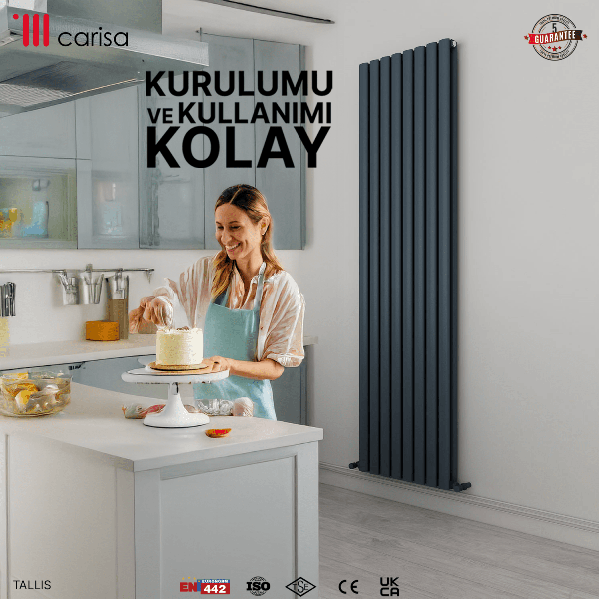 Carisa Tallis Double Alüminyum Radyatör Antrasit Standart Bağlantı - carisa