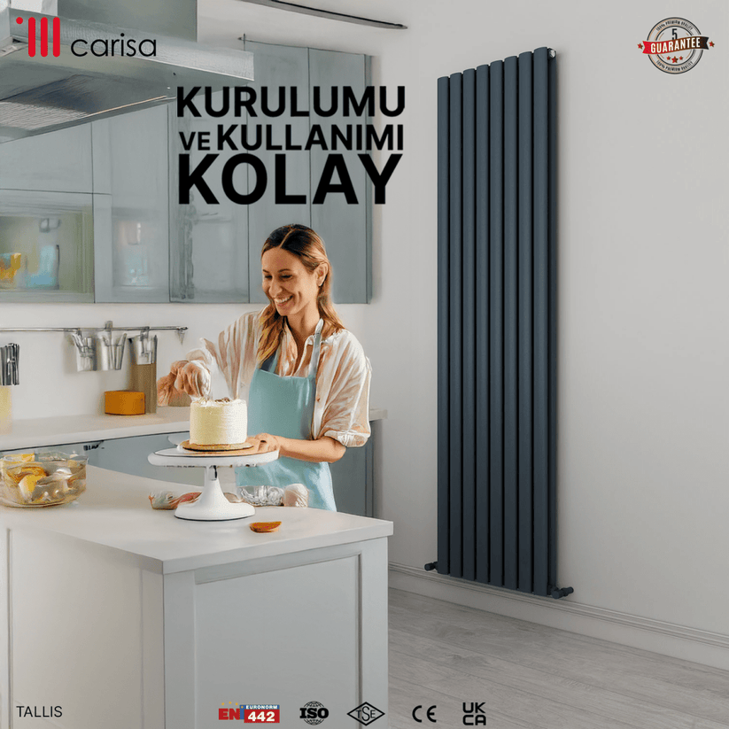 Carisa Tallis Double Alüminyum Radyatör Antrasit Standart Bağlantı - carisa