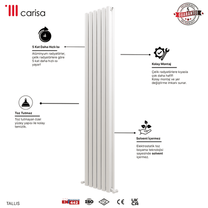 Carisa Tallis Double Alüminyum Radyatör Beyaz Standart Bağlantı. - carisa