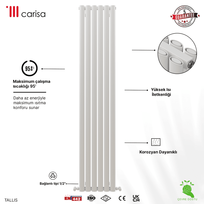 Carisa Tallis Double Alüminyum Radyatör Beyaz Standart Bağlantı. - carisa