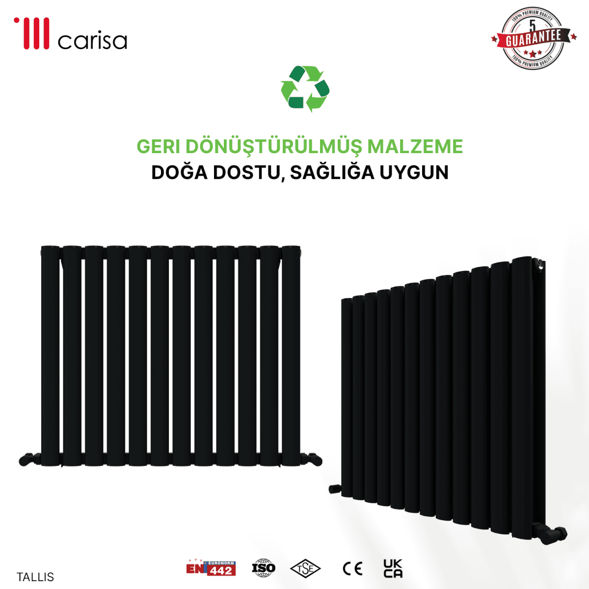 Carisa Tallis Double Alüminyum Radyatör Antrasit Standart Bağlantı - carisa