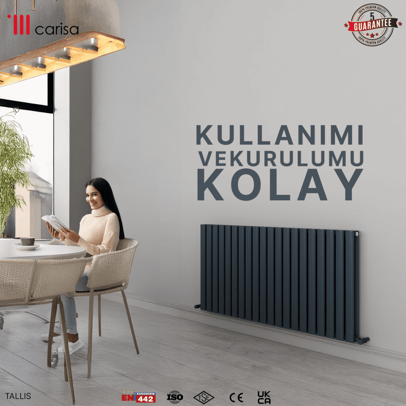 Carisa Tallis Double Alüminyum Radyatör Antrasit Standart Bağlantı - carisa