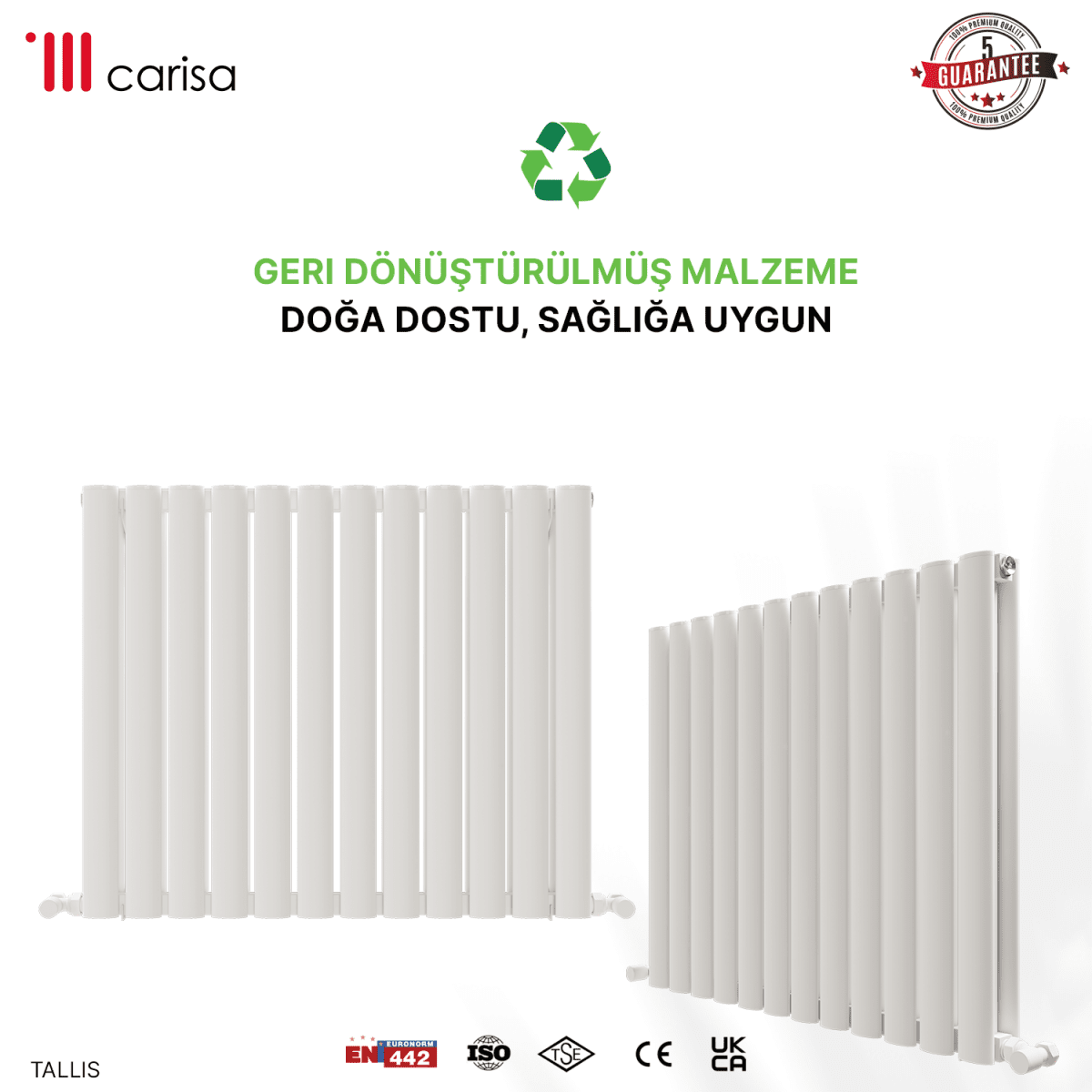 Carisa Tallis Double Alüminyum Radyatör Beyaz Standart Bağlantı. - carisa