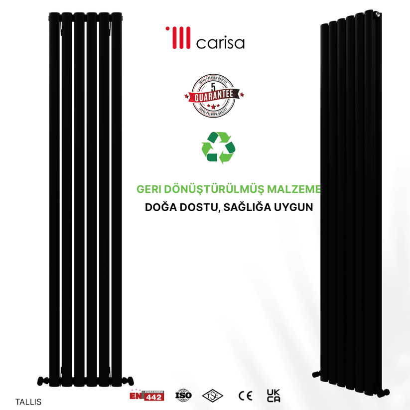 Carisa Tallis Double Alüminyum Radyatör Siyah Standart Bağlantı - carisa