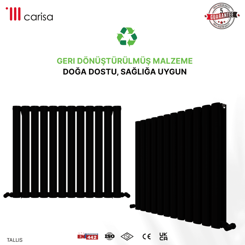 Carisa Tallis Double Alüminyum Radyatör Siyah Standart Bağlantı - carisa