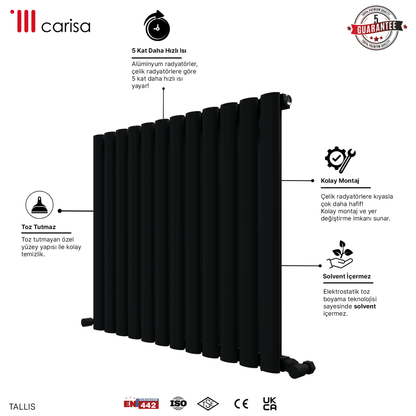 Carisa Tallis Yatay Alüminyum Radyatör Modern Tasarım Antrasit - carisa