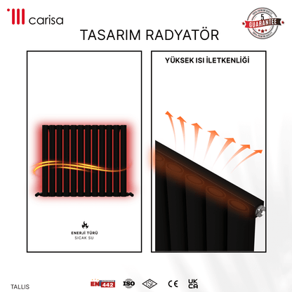 Carisa Tallis Yatay Alüminyum Radyatör Modern Tasarım Antrasit - carisa
