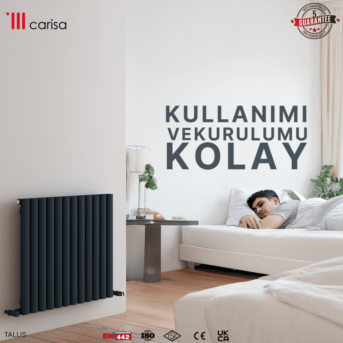 Carisa Tallis Yatay Alüminyum Radyatör Modern Tasarım Antrasit - carisa