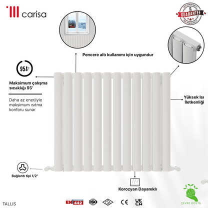 Carisa Tallis Yatay Alüminyum Radyatör Modern Tasarım Beyaz - carisa