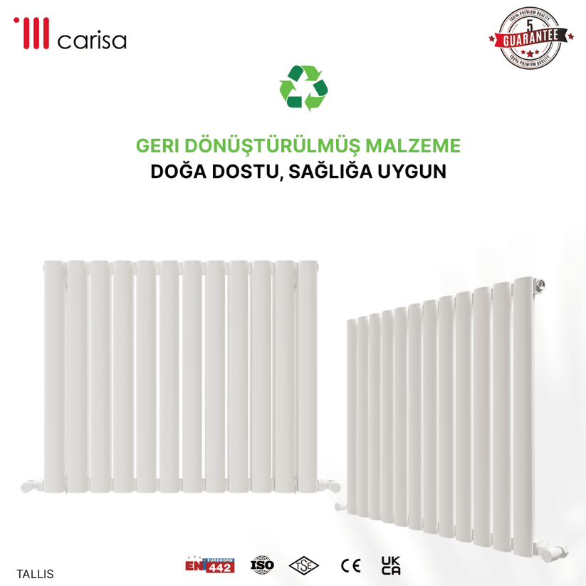 Carisa Tallis Yatay Alüminyum Radyatör Modern Tasarım Beyaz - carisa