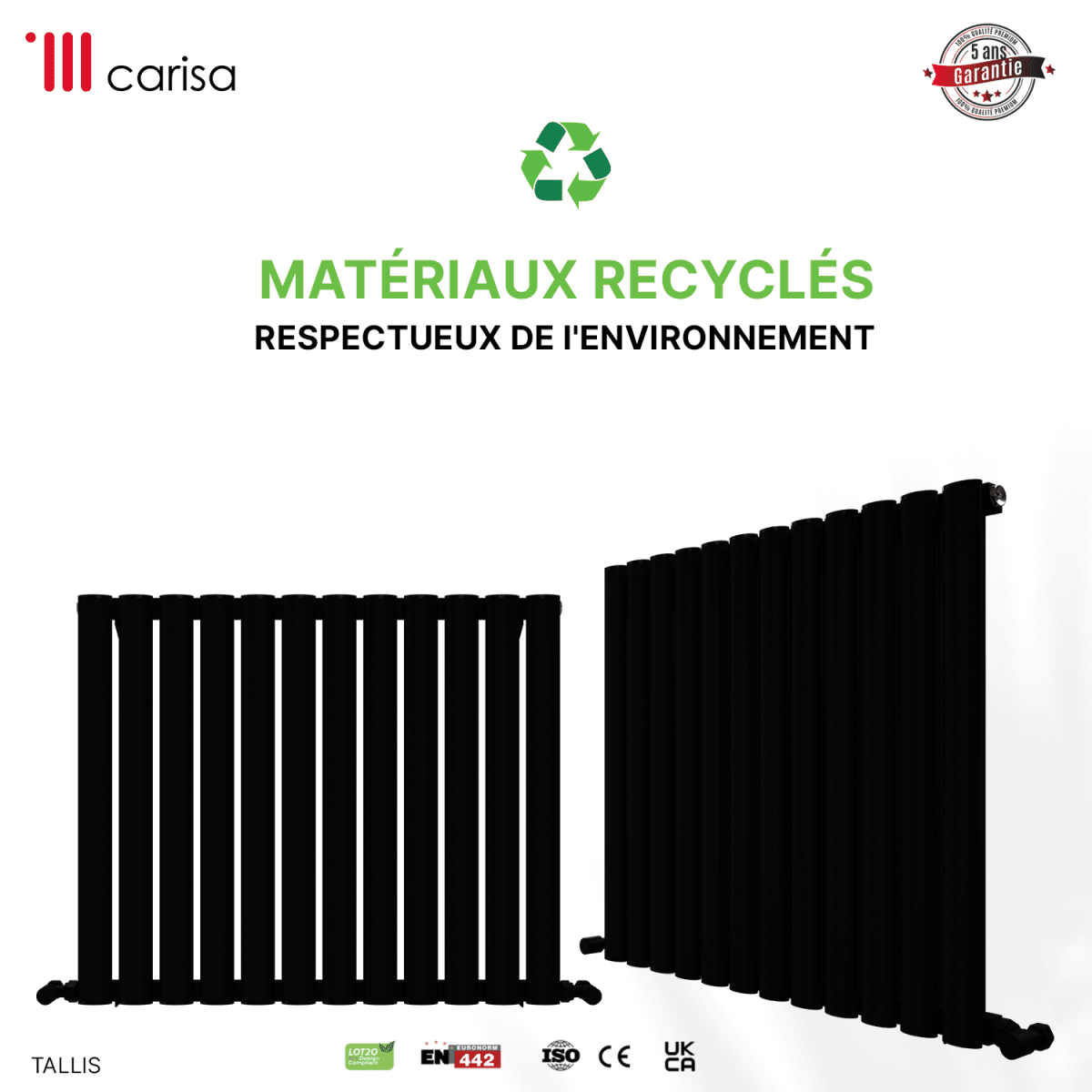 Carisa Tallis Yatay Alüminyum Radyatör Modern Tasarım Siyah - carisa