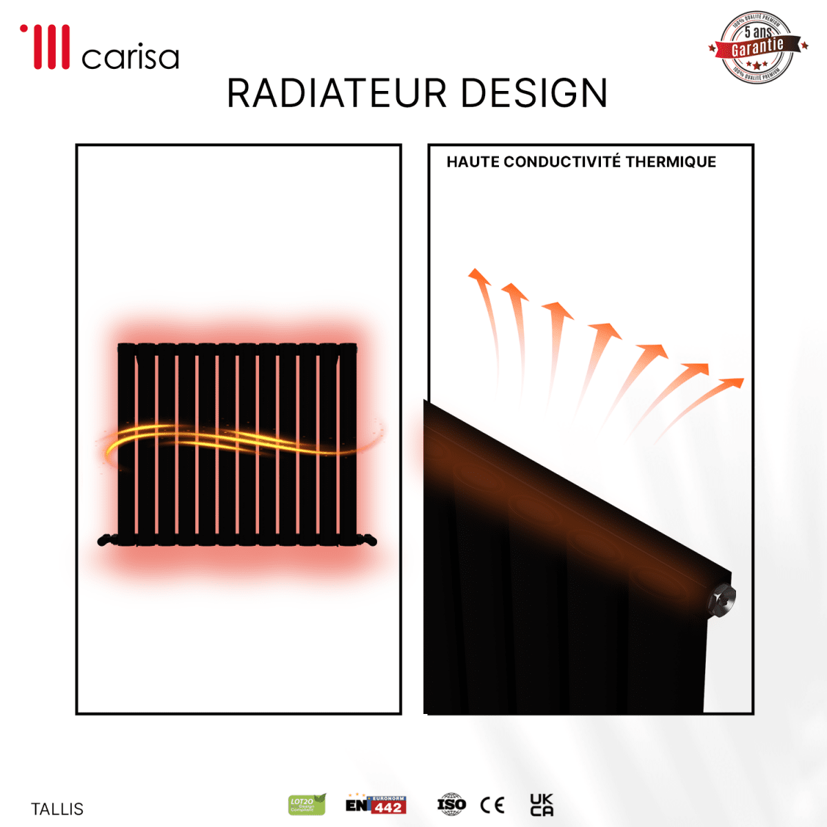 Carisa Tallis Yatay Alüminyum Radyatör Modern Tasarım Siyah - carisa