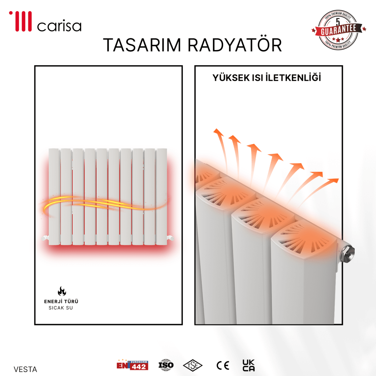 Carisa Vesta Alüminyum Radyatör Beyaz Standart Bağlantı - carisa