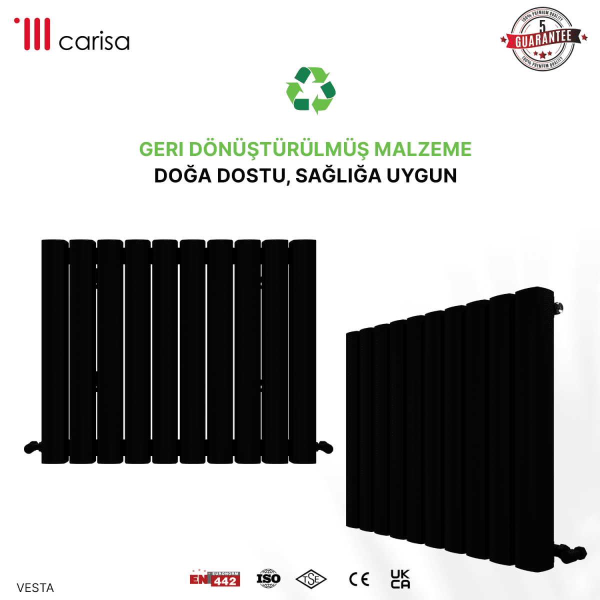 Carisa Vesta Alüminyum Radyatör Siyah Standart Bağlantı - carisa
